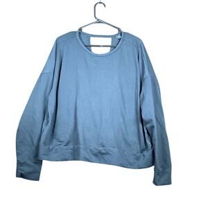 Nike Dri Fit Womens Sweater Black Crew Neck Criss Cross Open Back Cotton XXL